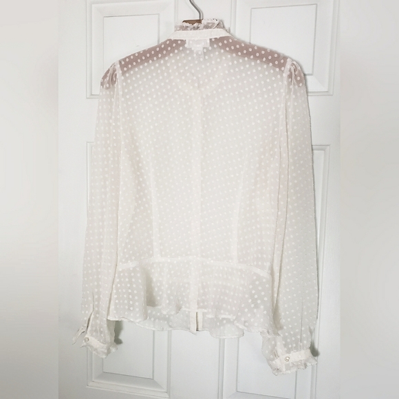 LOFT Sheer Peplum Top With Ruffle Detailing - Picture 2 of 5